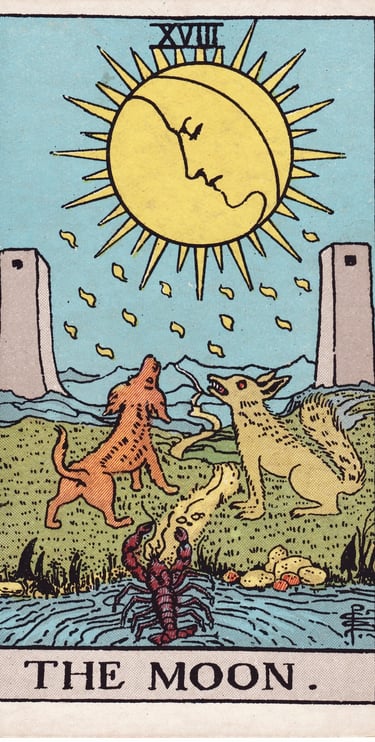 The Moon tarot card meaning – illusion, intuition, and emotional depth.