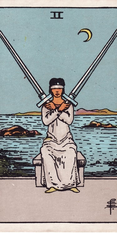 Two of Swords meaning upright and reversed tarot card reading