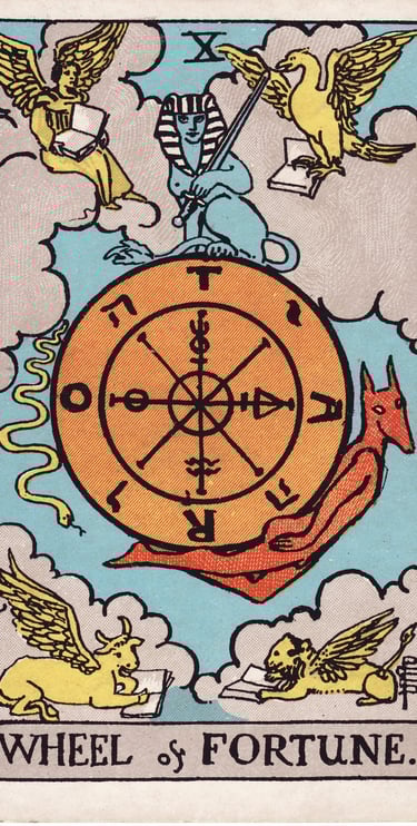 Wheel of Fortune tarot card meaning – cycles, fate, and turning points.