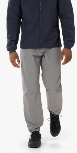 a man wearing Arc'teryx waterproof pants