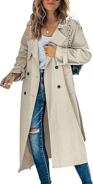 Women Windproof Trench Coat
