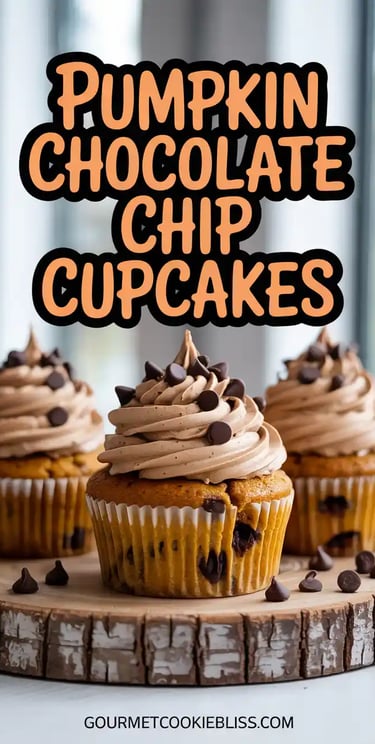 Moist pumpkin chocolate chip cupcakes with espresso buttercream frosting and melty chocolate chips.