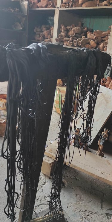 Thin wax threads used in Bastar for making intricate brass artwork through the lost-wax casting process.
