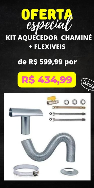 Kit de instalação aquecedor, kit chaminé aquecedor a gas