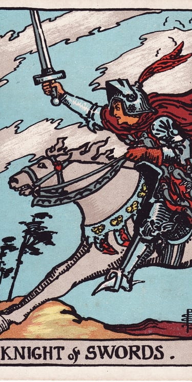 Knight of Swords meaning upright and reversed tarot card reading
