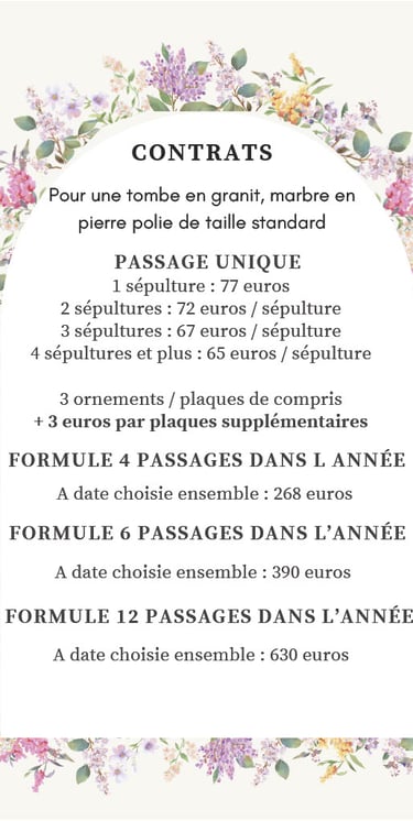 tarifs nettoyage sépultures Charente Maritime