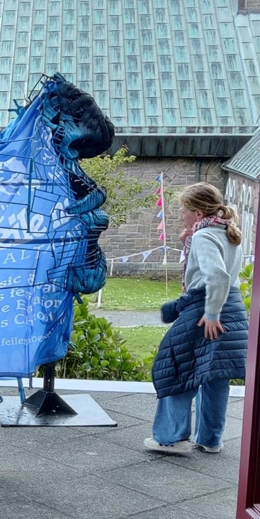 'Covid', commissioned by Feile Na Bealtaine festival. Recycled bike tyres,steel and fabric.