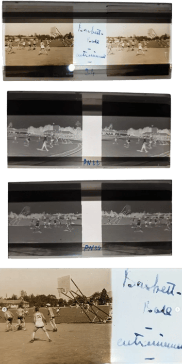 Original glass photo plates of basketball training in Berlin Germany Olympics 1936