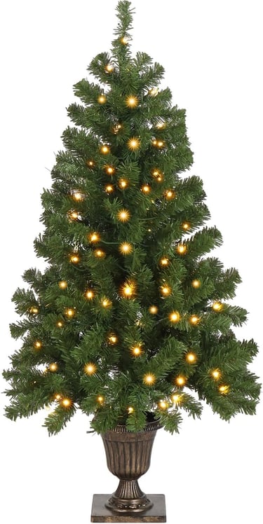 4Ft Small Christmas Tree wtih Lights, 120a christmas tree with a potted planter and a potted planter