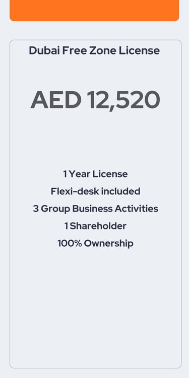 Dubai Free Zone License from AED 12520