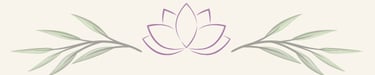 Elegant purple lotus flower outline flanked by green willow leaf branches on a cream background.