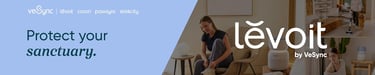 VeSync lifestyle banner with Protect Your Sanctuary slogan and Levoit brand products