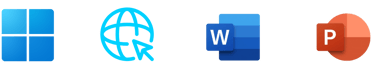 Logotipo dos apps Windows, Navegação, Word e PowerPoint