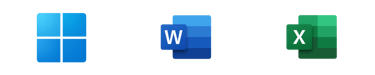 Logotipos do Windows, Word e Excel