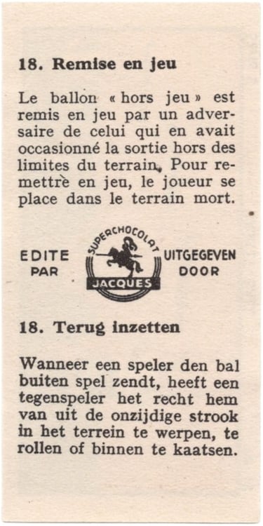 1934 Jacques Chocolat Les Sports Illustres Serie S Type 2 No 18 Basketball Card (back)