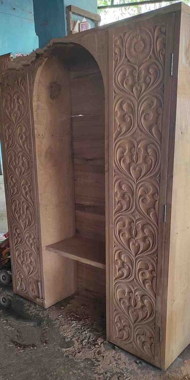 Antique Teak Wood Dressing Table with Mirror – Handcrafted Indian Furniture