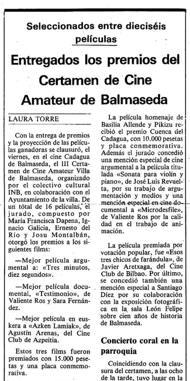 Recorte prensa El Correo 1983