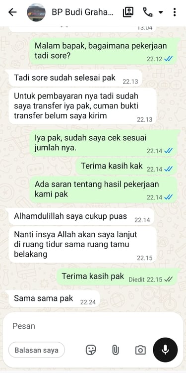 Testimoni pelanggan jasa interior Semarang