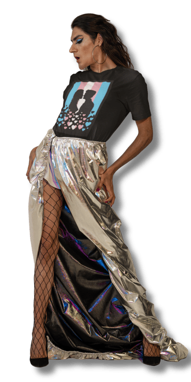 transgender pride flag t-shirt on model