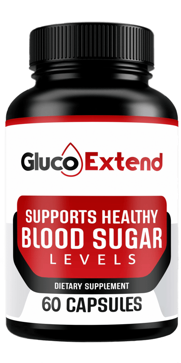 GlucoExtend blood sugar support dietary supplement bottle containing 60 capsules.