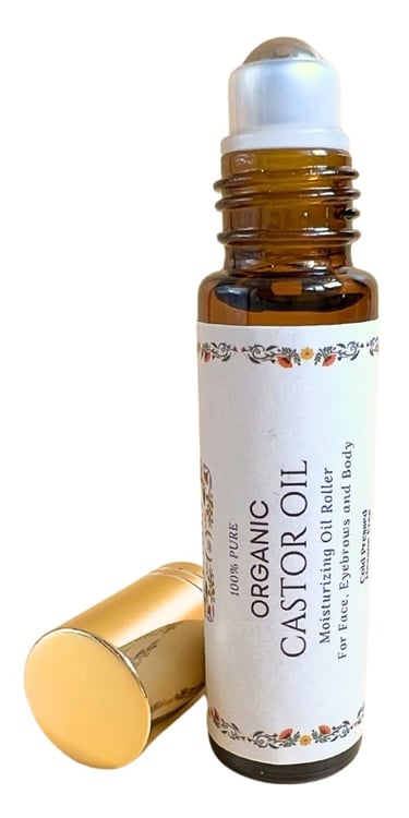 Pure Organic Castor Oil Roll On For Lips, Eyebrows, Under Eyes, Eyelashes and Cuticles - Easy, Less 