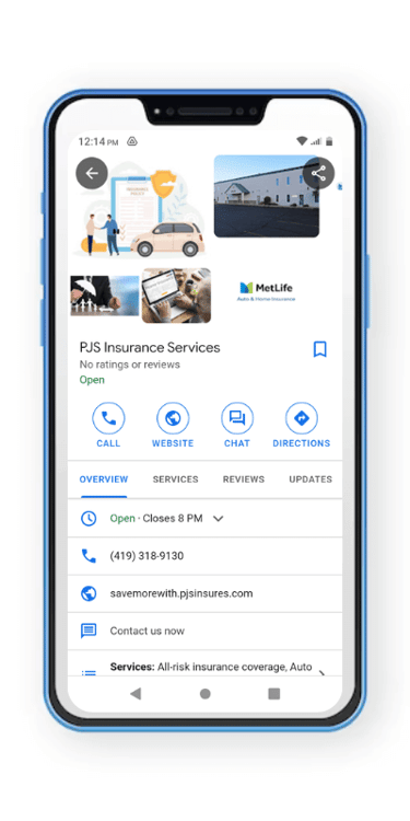 Search for PJS Insurance Services in Toledo & Sylvania Ohio on Google maps.