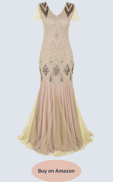 Women’s 1920s Vintage Sequins Fringe Long Gatsby Flapper Dress