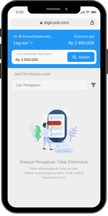 Tampilan aplikasi Flexpay dengan limit penarikan gaji