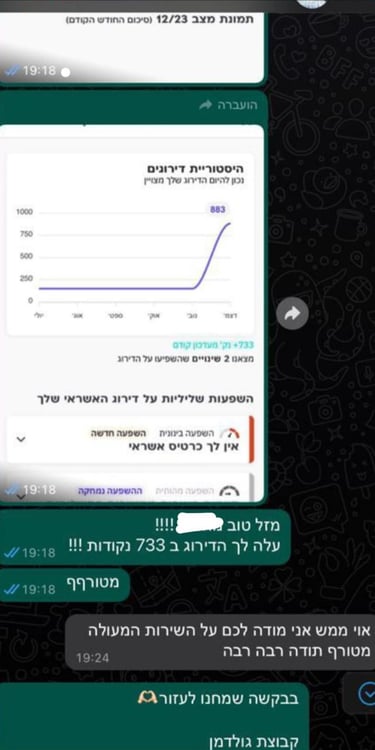 שיחת ווטסאפ המדגישה את שביעות רצון הלקוחות 8