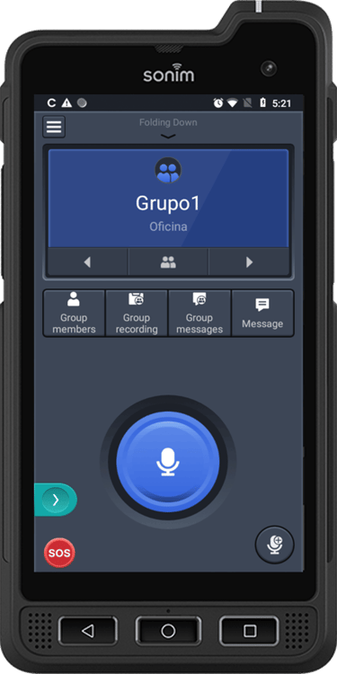Handheld MCPTT SONIM XP8 displaying the OSNET system on screen
