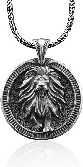 Leo Handmade Sterling Silver Men Charm Necklace, Leo Zodiac Sign Men Jewelry