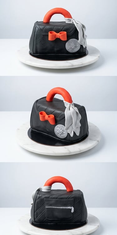 Torta personalizada en forma de cartera elegante elaborada por Cocina con Ely, modelada completament