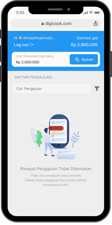 Tampilan aplikasi Flexpay dengan limit penarikan gaji