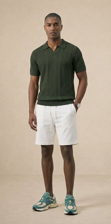 PANTALÓN CORTO DE LINO PARA HOMBRE BLANCO PURO ESTILO GOLF CORTE RECTO CASUAL