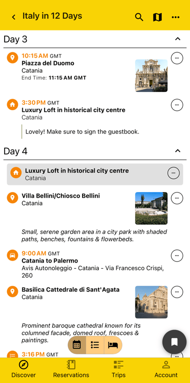 itinerary of a user generated guide
