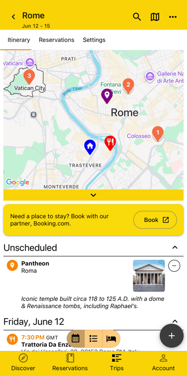 plans on map with different icons and color for plan type