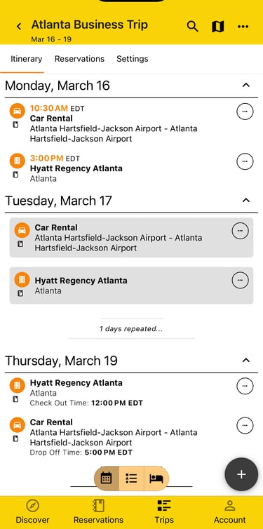 days consolidated on itinerary
