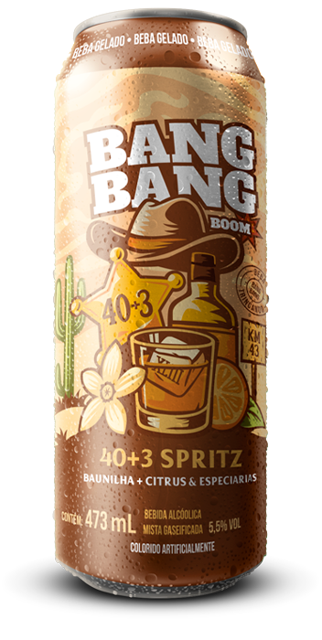 Bebida Bang Bang Boom de 40+3 Spritz de baunilha e citrus