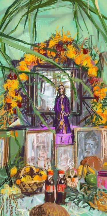 Digital postcard - Mexico - Day of the Dead offerenda