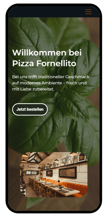 Websiteerstellung Pizzeria mobil Demo