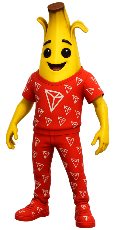 a banana banana peeler wearing a red shirt and pants