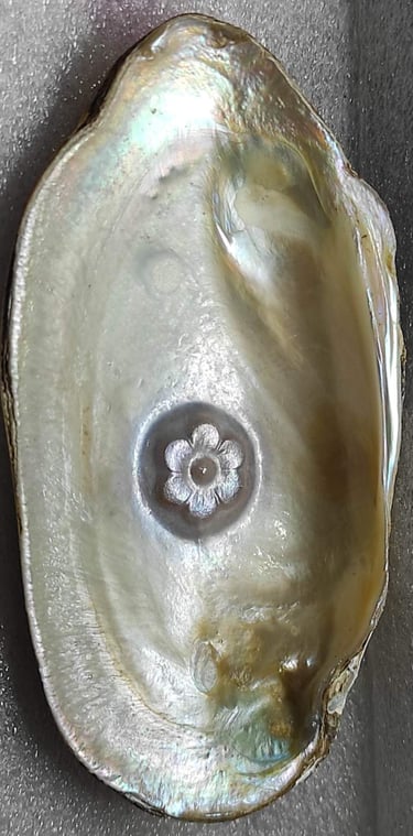 "Approx 10mm white flower-shaped designer cultured pearl–handcrafted using nucleus implantation-Prepared for export"