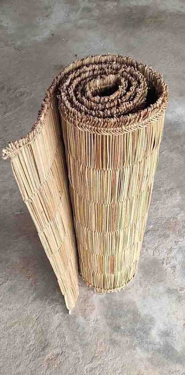 "Eco-friendly yoga mat handwoven from river grass–rolled view-for international trade"