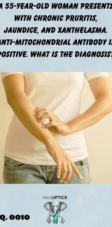 A woman with yellowish skin scratching her arm