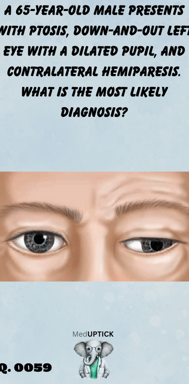 a drawing of a patient with down-and-out palsy of the eye
