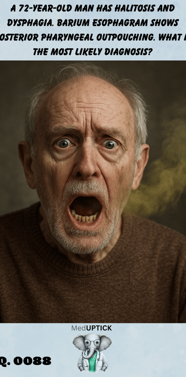 an elderly caucasian man with his mouth agape as bad breathe fumes emanate
