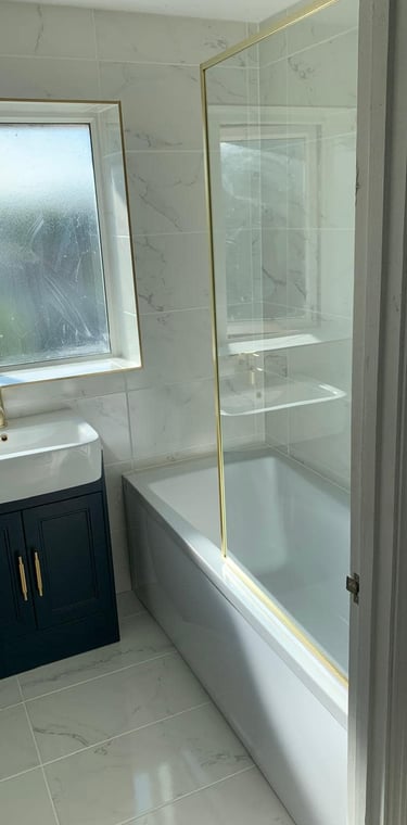 new bathroom installed by axm plumbing services in a home in worcester