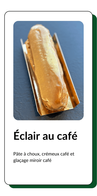 éclair au café avec son glaçage miroir café