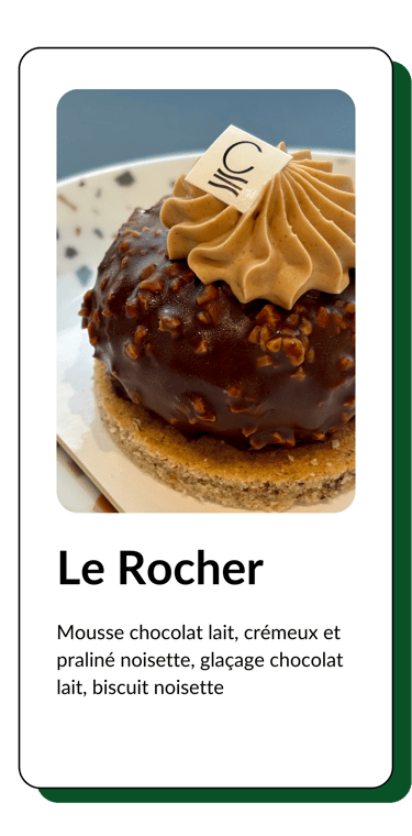 pâtisserie le rocher mousse chocolat et glaçage chocolat