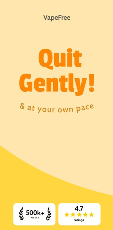 VapeFree marketing banner: Quit vaping gently and at your own pace